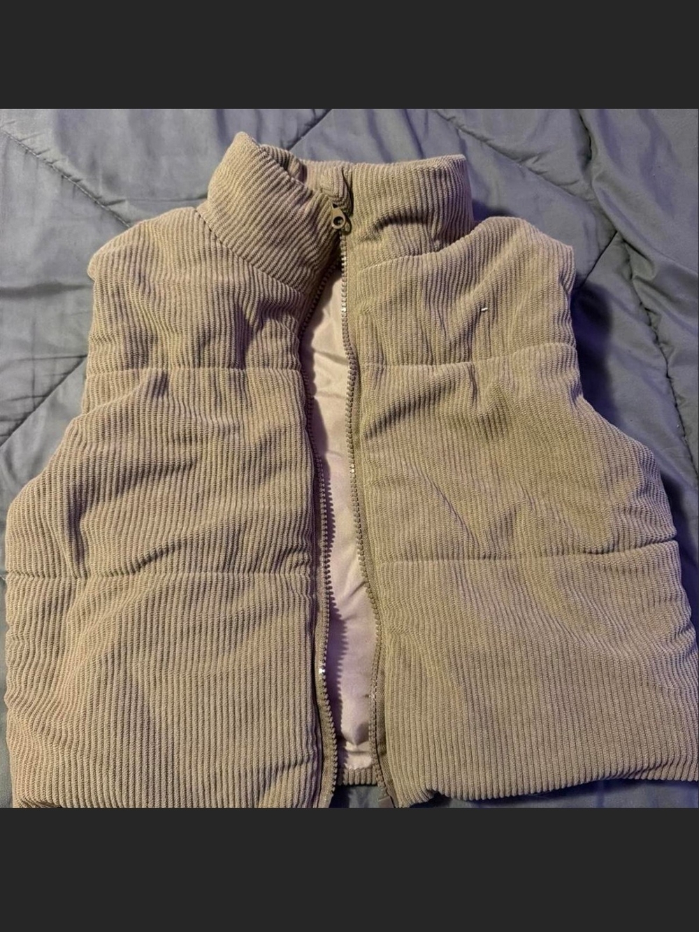 SHEIN Teen 10-11y (Or Women's XS) Corduroy Puffer Vest in Taupe